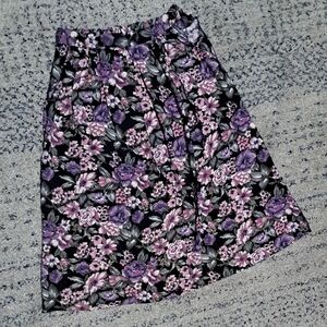 Vintage Functionals Floral Midi Skirt in Black and Purple